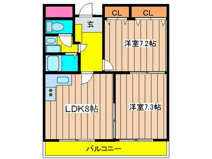 BONHEUR関目(2LDK/5階)の間取り写真