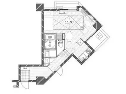パークテラス恵比寿 4階(ワンルーム/4階)の間取り写真
