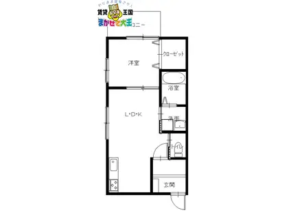 WITH BLUE(1LDK/3階)の間取り写真