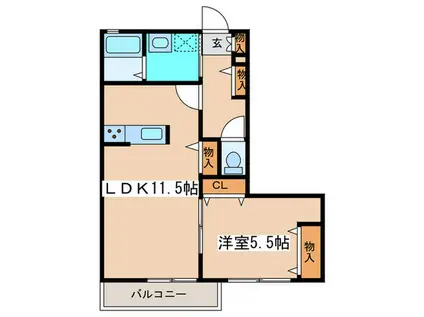 ベレオ森野(1LDK/1階)の間取り写真