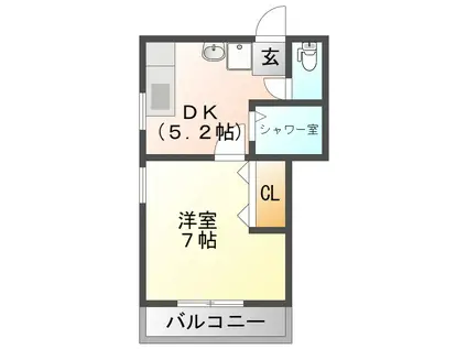 サンシャインキャッスル(1DK/3階)の間取り写真