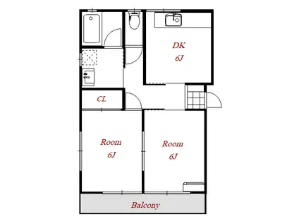グランコート玉村(2DK/1階)の間取り写真