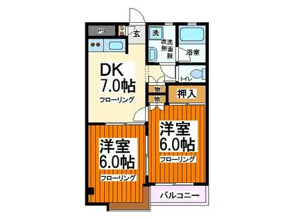 エクセル宮ノ上(2DK/2階)の間取り写真