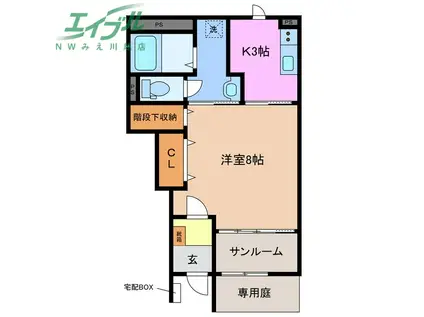 フォルトナ(1K/1階)の間取り写真