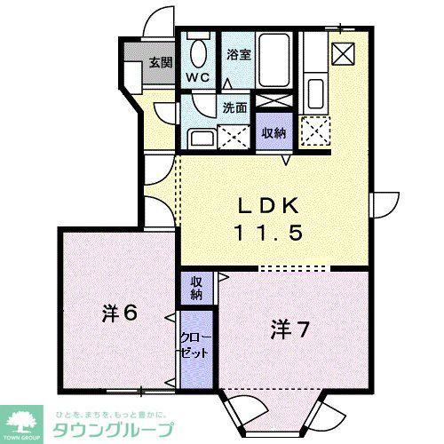 サンライトフォレスタB(2LDK/1階)の間取り写真
