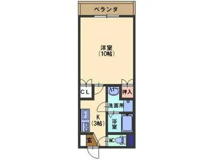 ソレイユレバンテ直江(1K/2階)の間取り写真