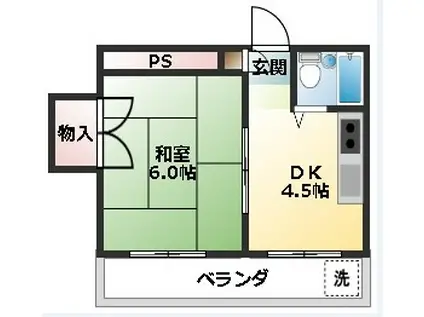 カサディ根岸(1DK/3階)の間取り写真
