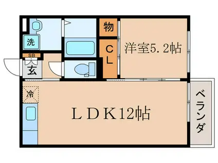 モナリエ音羽(1LDK/1階)の間取り写真