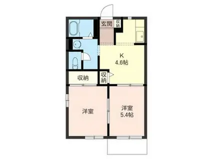 クレストコート1(2DK/2階)の間取り写真