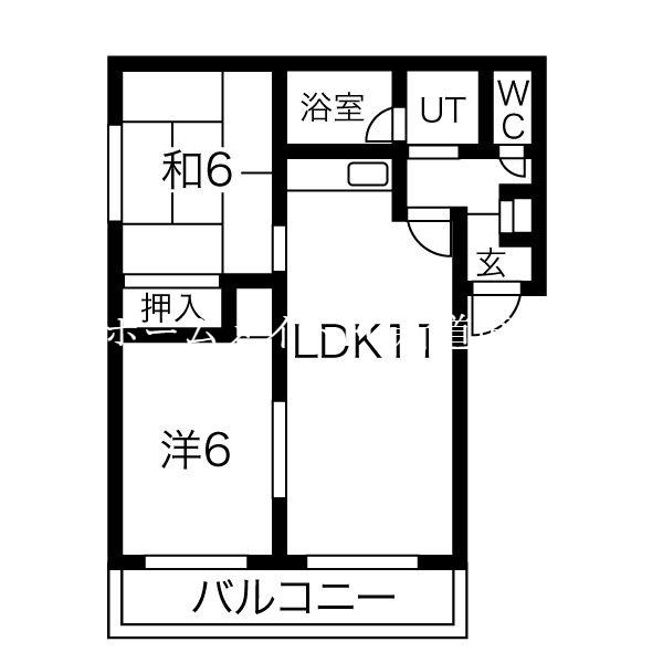 グランベルサ(2LDK/4階)の間取り写真