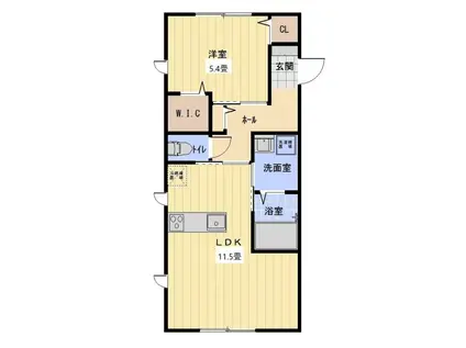 WITH MTS(1LDK/1階)の間取り写真