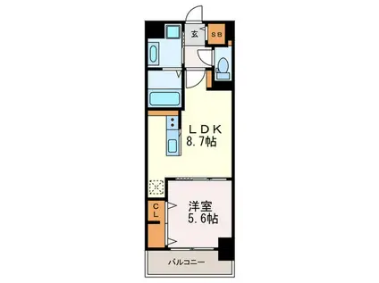 エルグランド博多(1LDK/6階)の間取り写真