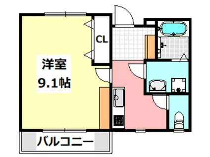 プルメリア東正雀(1K/2階)の間取り写真