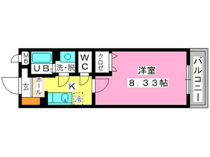 クリア吉塚(1K/2階)の間取り写真
