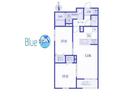 BELLE LEAD 大倉山(2LDK/1階)の間取り写真