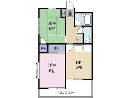 メルシー神山(2DK/2階)の間取り写真