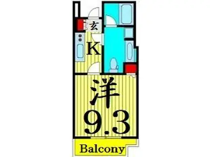 ステーションガーデンタワー(1DK/11階)の間取り写真