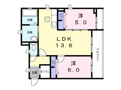 メゾン・ド・パフ綱島(2LDK/1階)の間取り写真