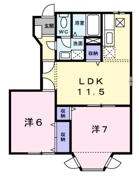ESPOIR KURODA(2LDK/1階)の間取り写真