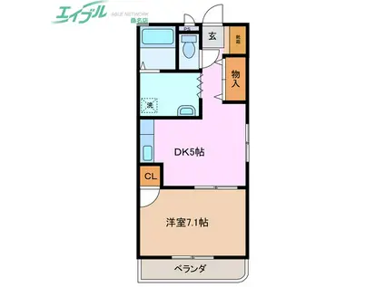 カロスクレーネ(1DK/4階)の間取り写真