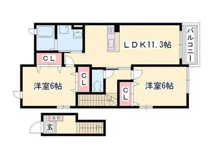 フォルストII(2LDK/2階)の間取り写真