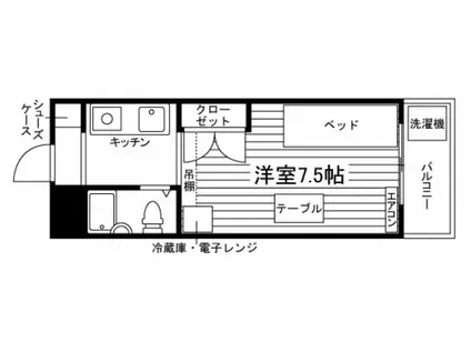 ヤングヴィレッジ三山木(ワンルーム/2階)の間取り写真