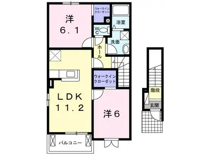 カレントヴィラ(2LDK/2階)の間取り写真