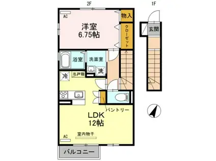 グランジュテ(1LDK/2階)の間取り写真