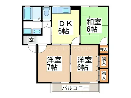 ランズエンド(3DK/2階)の間取り写真