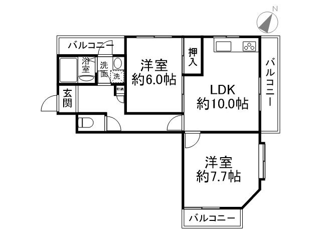 アルテ新神戸(2LDK/1階)の間取り写真