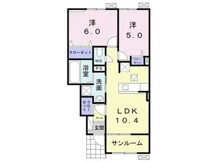 ANGE224 B(2LDK/1階)の間取り写真