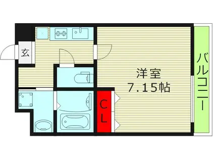 JPレジデンス大阪城東III(1K/7階)の間取り写真
