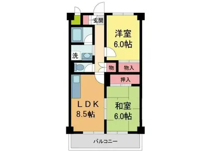 エルフォンテ宝塚南口(2LDK/1階)の間取り写真