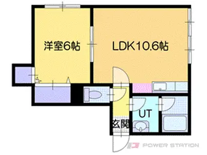 ウエスト・ヴィラ(1LDK/1階)の間取り写真