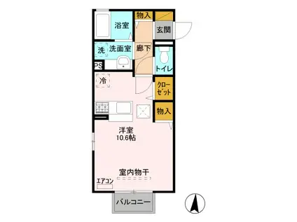 ディアコート A(ワンルーム/1階)の間取り写真