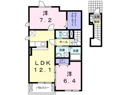 ラフィネ サンク(2LDK/2階)の間取り写真