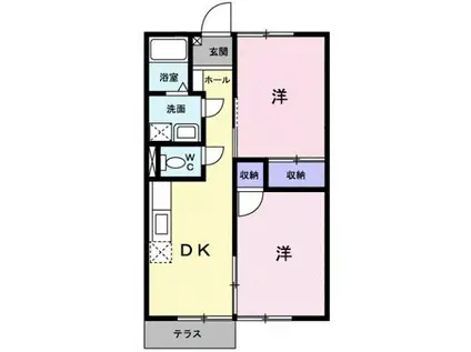 ニューエルディム宮島(2DK/1階)の間取り写真