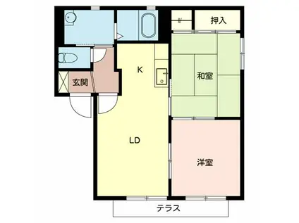 ソレイユ北庄B棟(2LDK/1階)の間取り写真