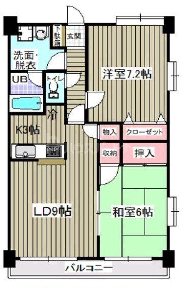 アウラ10(2LDK/8階)の間取り写真