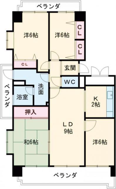 エスポア曙(4LDK/6階)の間取り写真