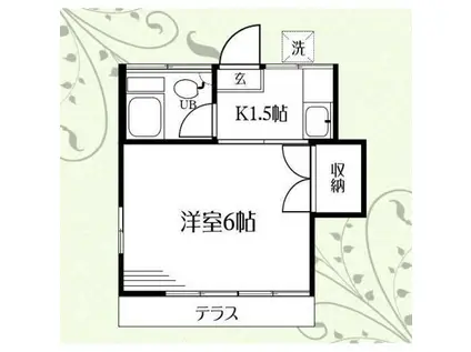 ロッキーハイツ(1K/1階)の間取り写真