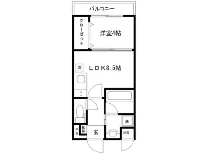 アスティオン長町(1LDK/3階)の間取り写真