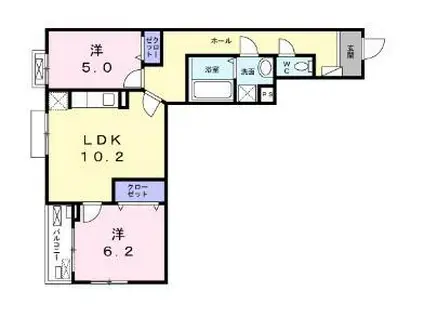 フォレ・リヴィエール 1F(2LDK/1階)の間取り写真