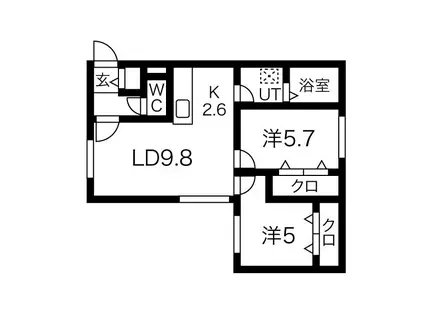 SERAM桑園(2LDK/1階)の間取り写真