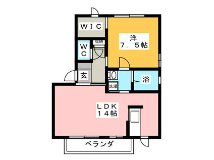 キャトル・セゾン西条B(1LDK/2階)の間取り写真