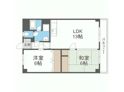 サンコーポ三筑(2LDK/1階)の間取り写真