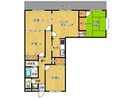 タウンコート駅南(4LDK/1階)の間取り写真