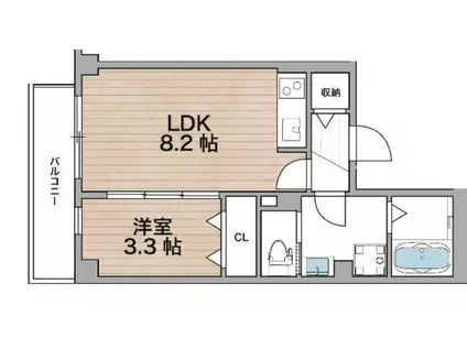 レジデンスコート森ノ宮(1LDK/3階)の間取り写真