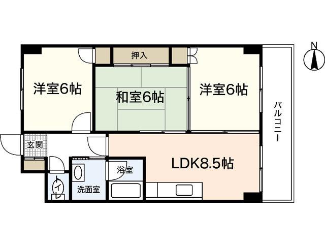 エイトバレー鈴が台(3LDK/9階)の間取り写真