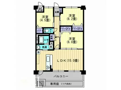 アルテミスガーデン(3LDK/1階)の間取り写真